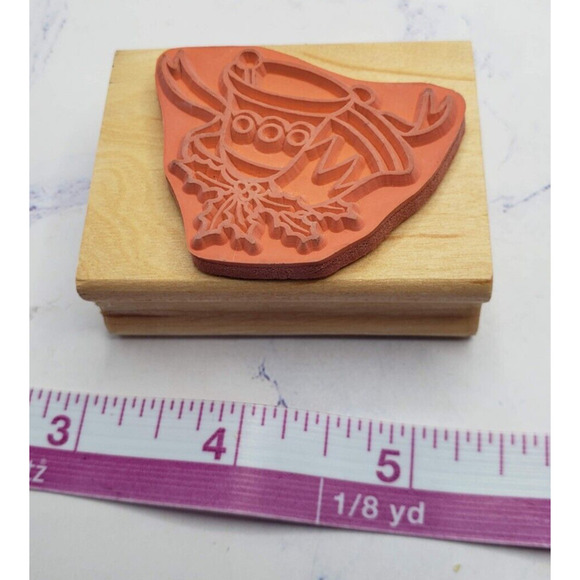 Christmas Bells With Holly Canadian Maple Collection Wood Mounted Rubber Stamp - Picture 7 of 8